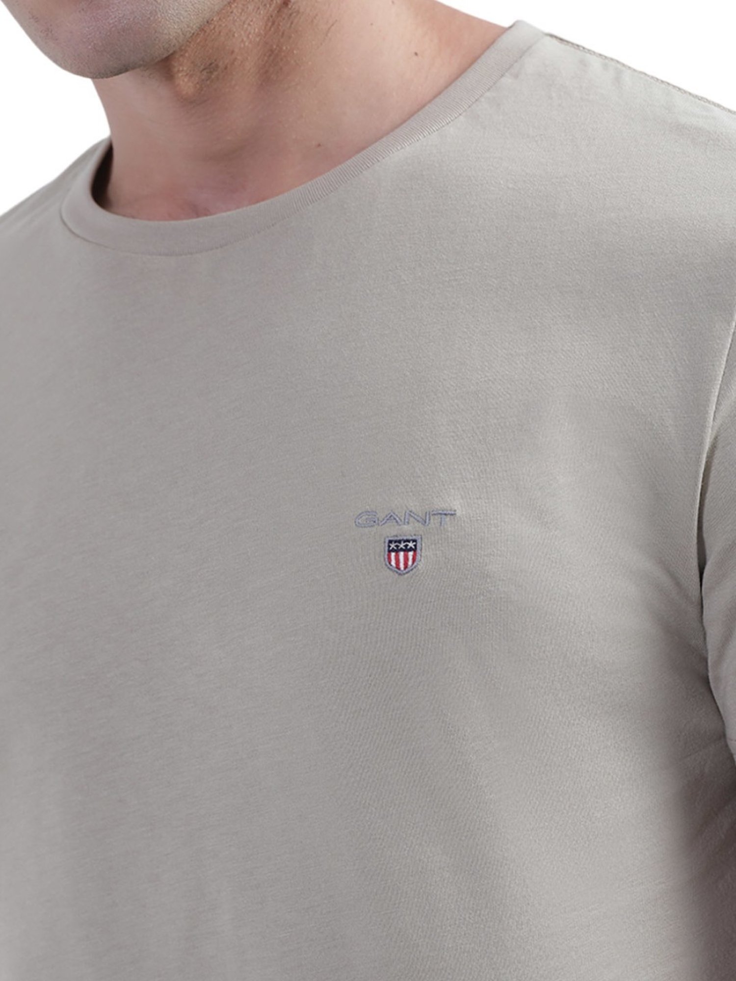 Gant Beige Cotton Regular Fit T-Shirt
