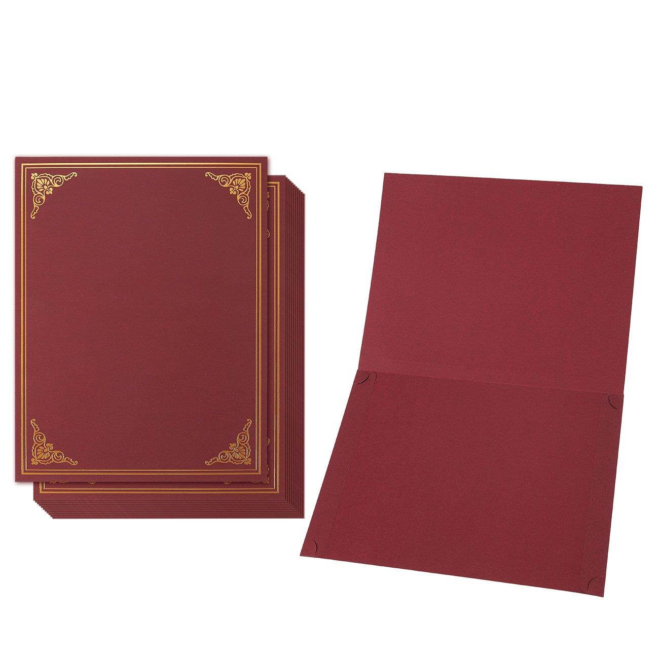 12-Pack Certificate Holder - Diploma Cover, Document Cover for Letter-Sized Award Certificates, Red, Gold Foil, 11.2 x 8.8 inches