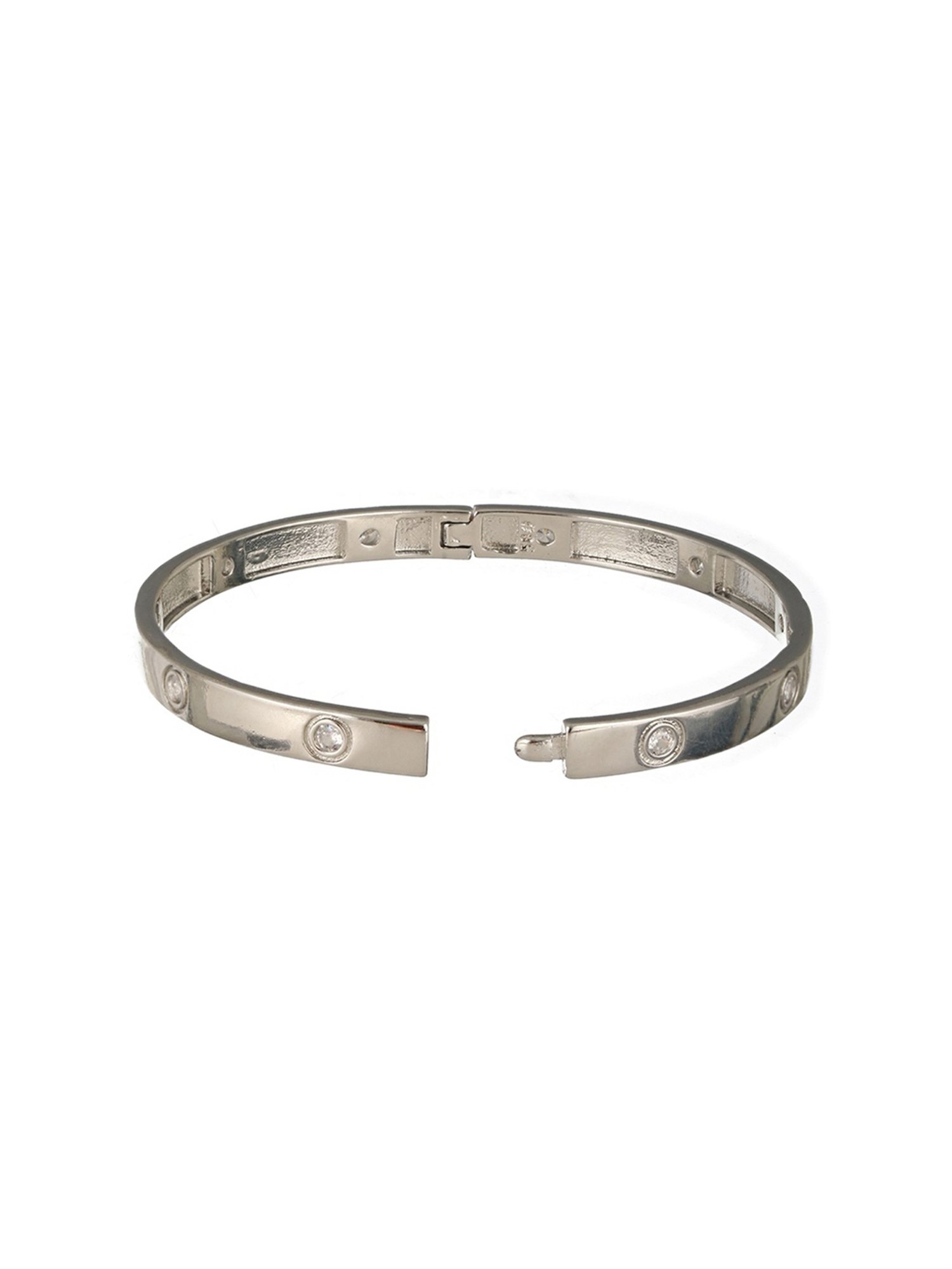Prita by Priyaasi Chic Studded Band Style Silver-Plated Bracelet