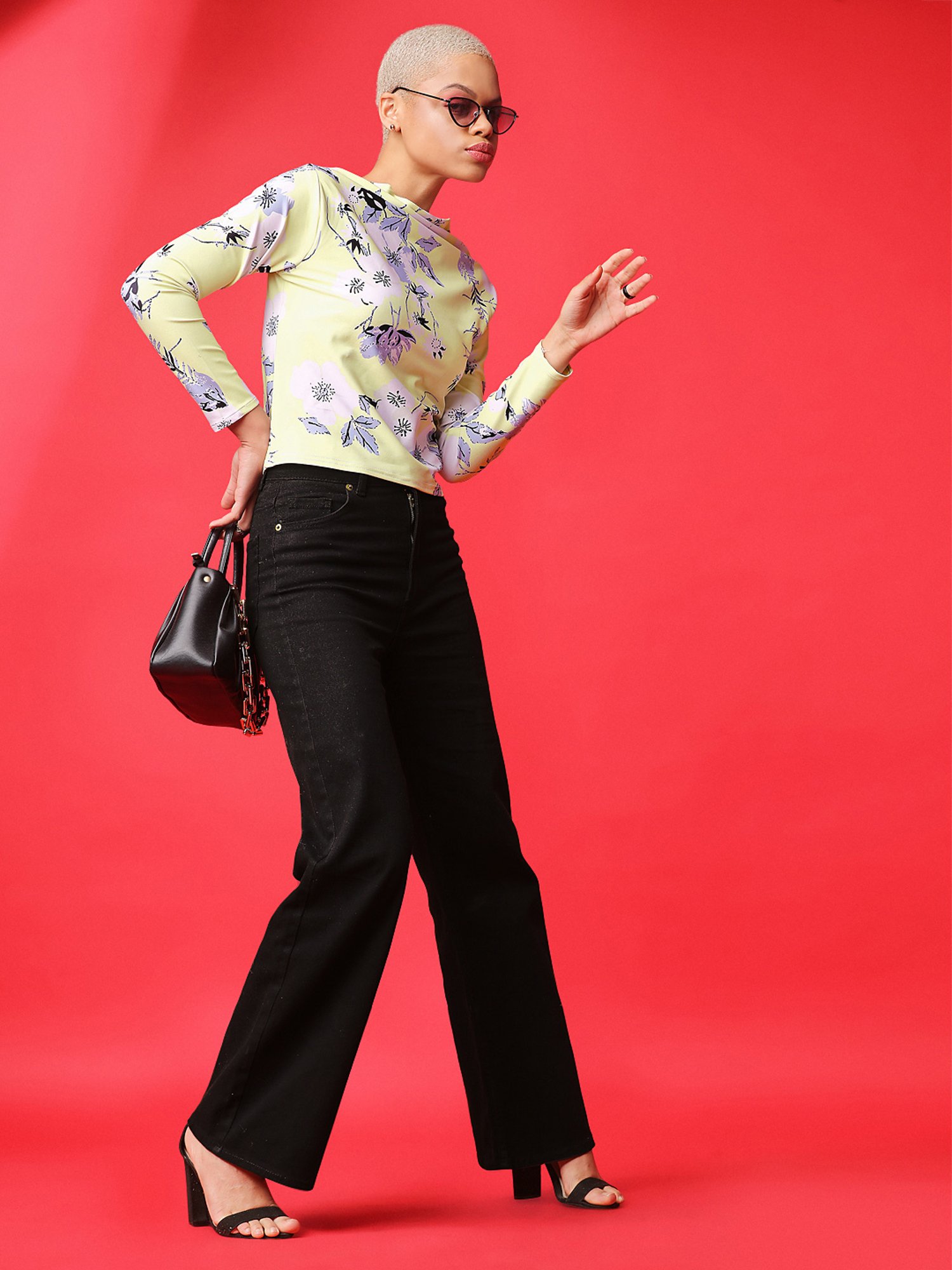 PURVAJA Yellow Printed Top