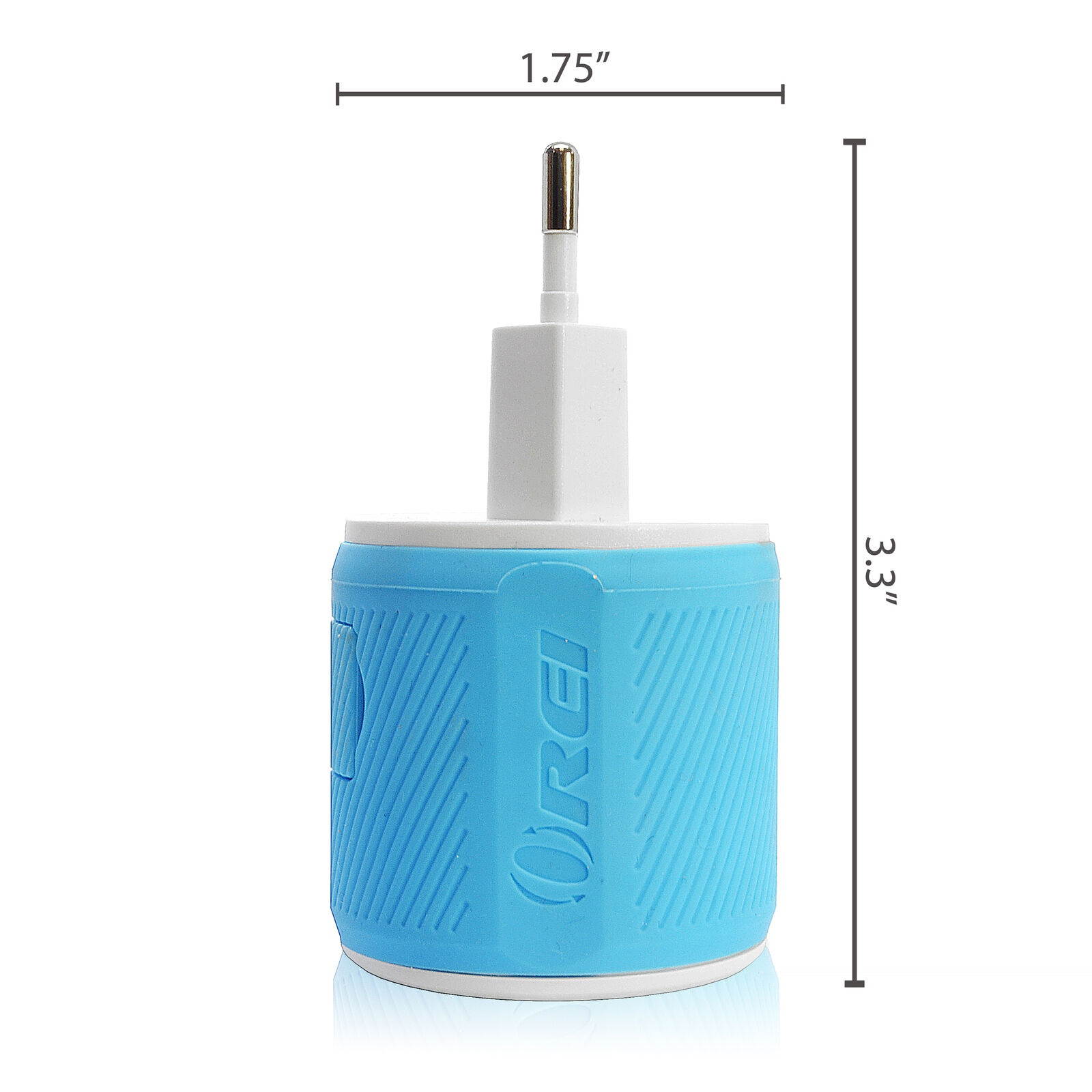 Italy, Uruguay Travel Plug Adapter by Orei with Dual USB + Surge Protection - Type L (U2U-12A), Will Work with Cell Phones, Camera, Laptop, Tablets, iPad, iPhone and More, Blue