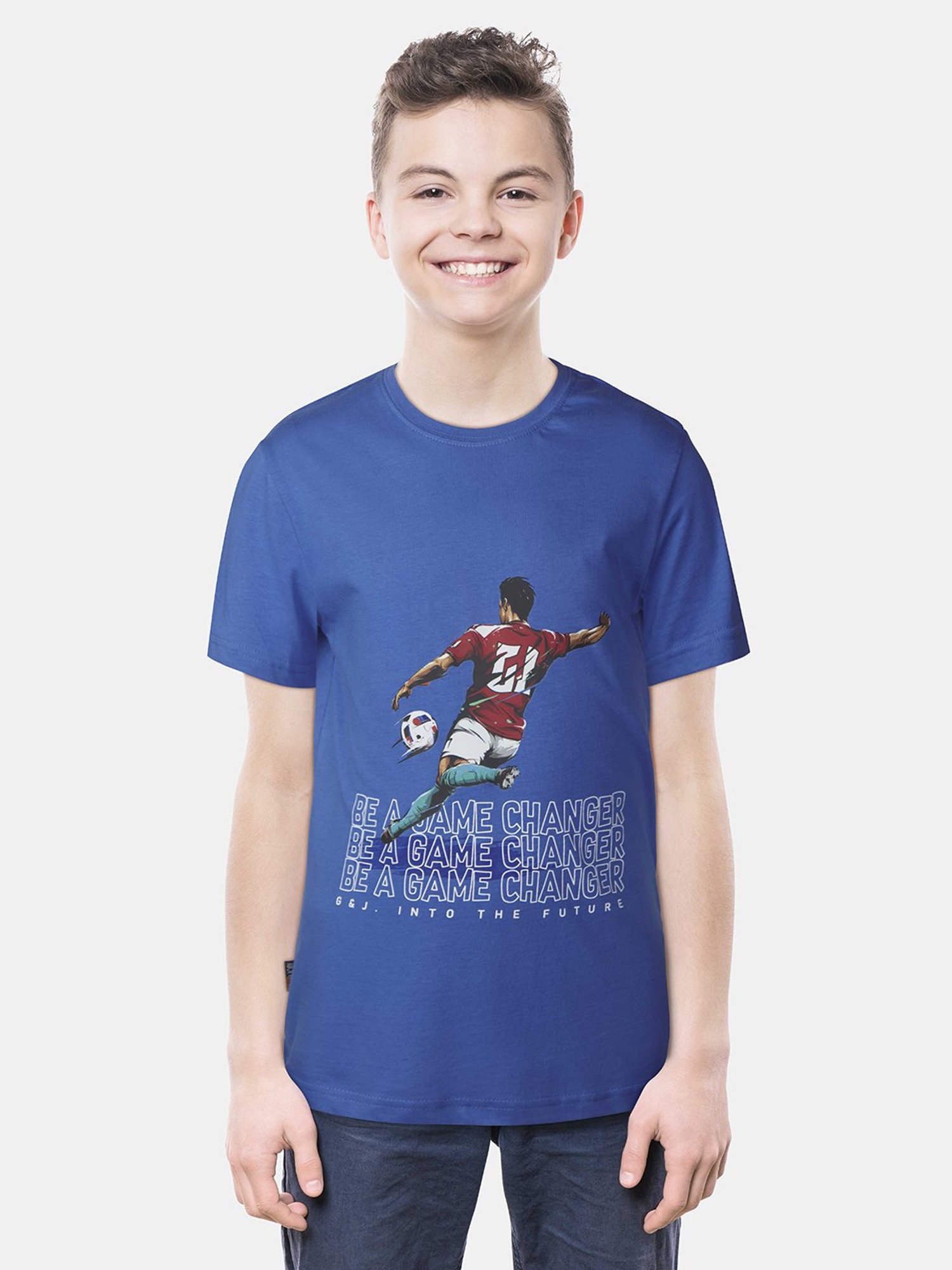 Gini & Jony Boys Royal Blue Printed T-Shirt