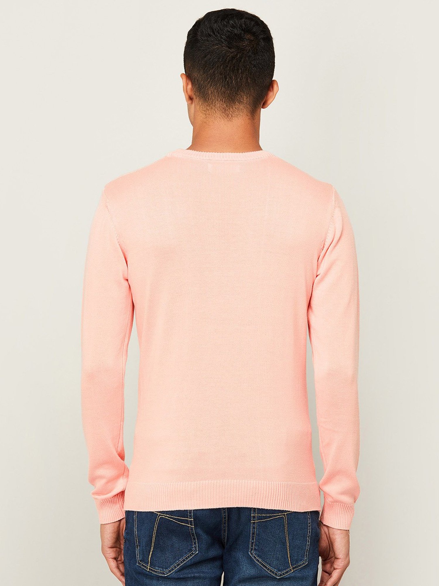 Fame Forever by Lifestyle Peach Cotton Regular Fit Sweater