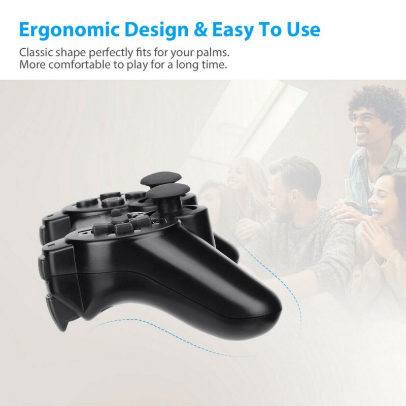 CHENGDAO PS3 Controller 2 Pack Wireless Dual Shock Gamepad for Sony Playstation 3 with Charging Cord (Black + red )