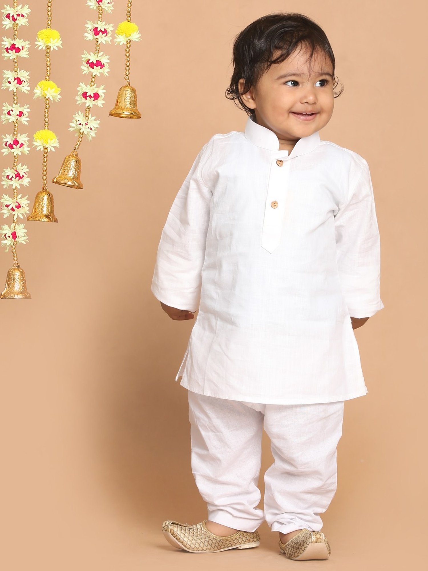 VASTRAMAY SISHU White Cotton Regular Fit Kurta Set