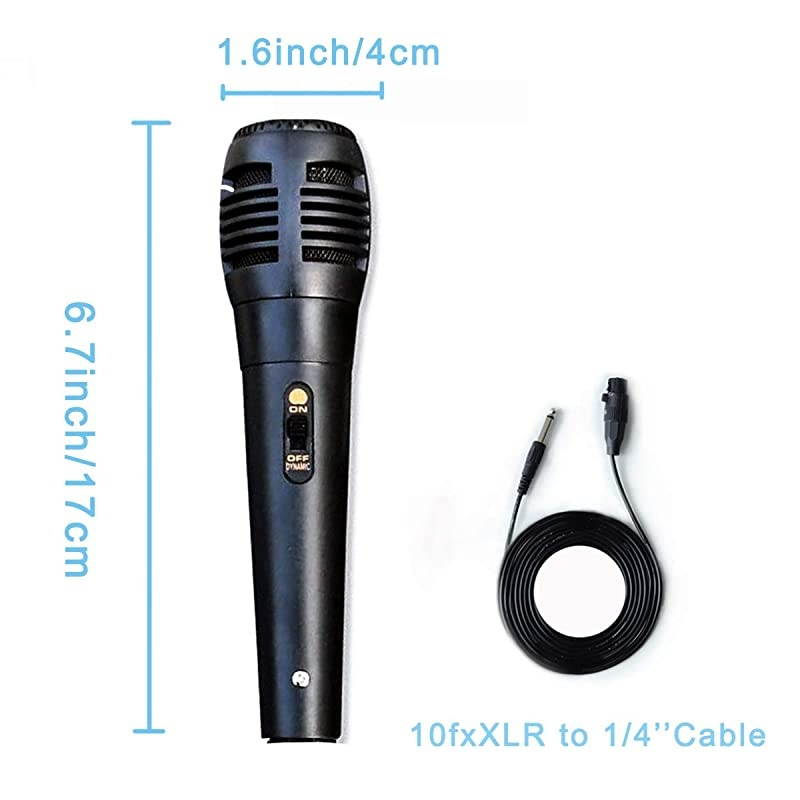 Dynamic Karaoke Microphones, Handheld Uni-Directional Kids Microphone for Singing, Tiny Microphone with 10ft XLR to 6.35mm Audio Cable for Stage Karaoke Speech Wedding Indoor Outdoor Use