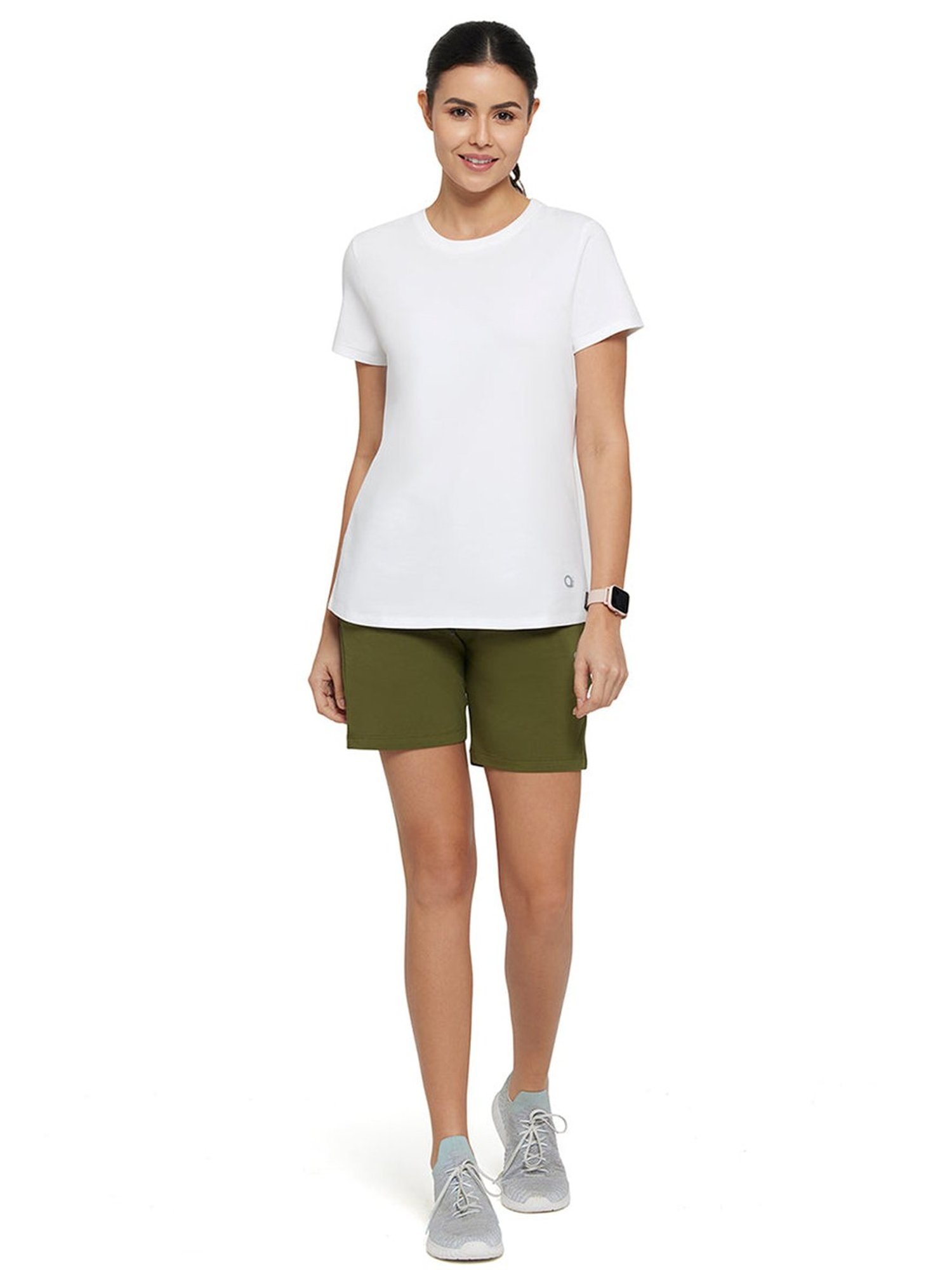 Amante Green Cotton Low Rise Sports Shorts