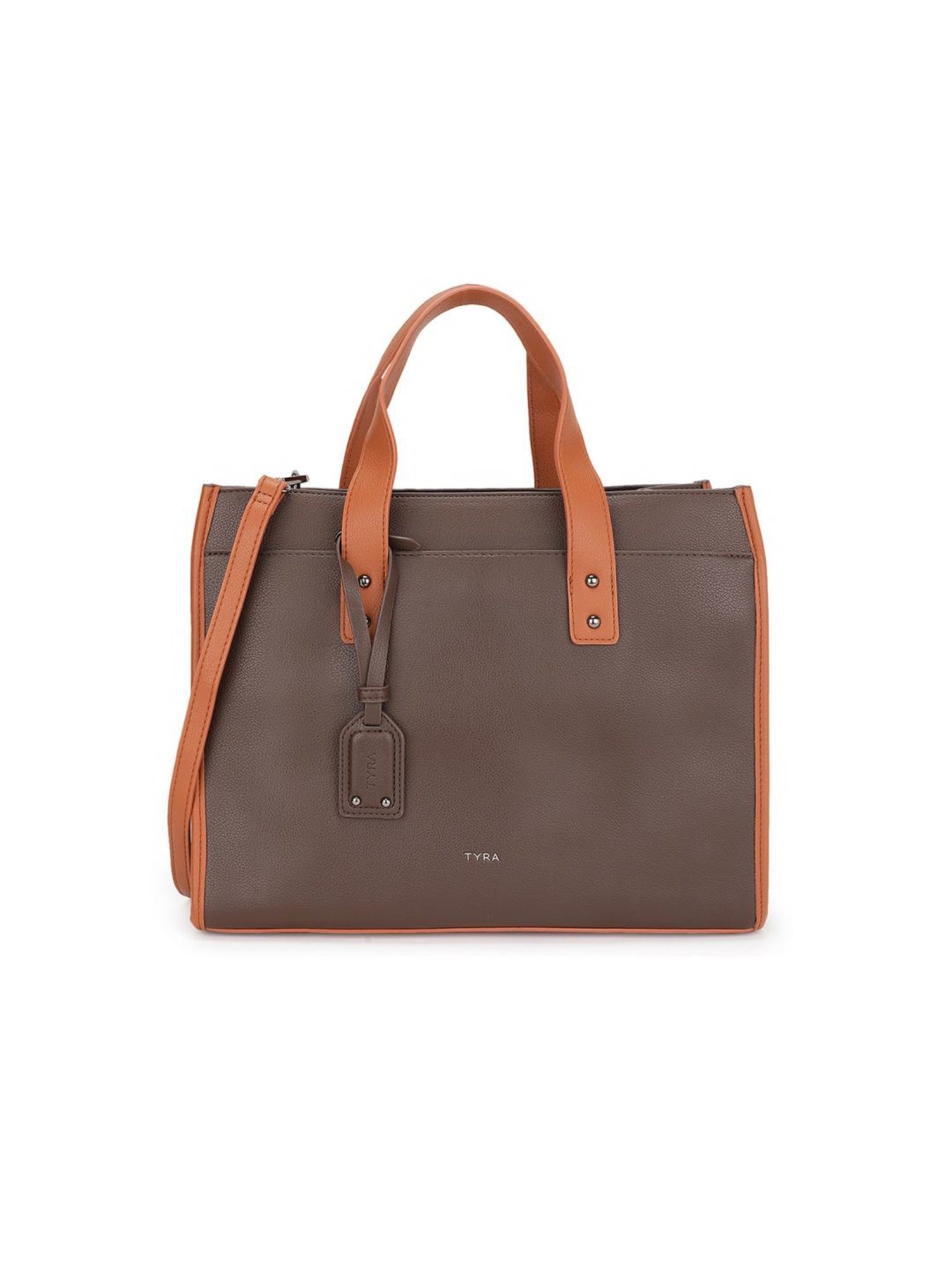 Tyra Emily Brown Solid Faux Leather Tote Handbag