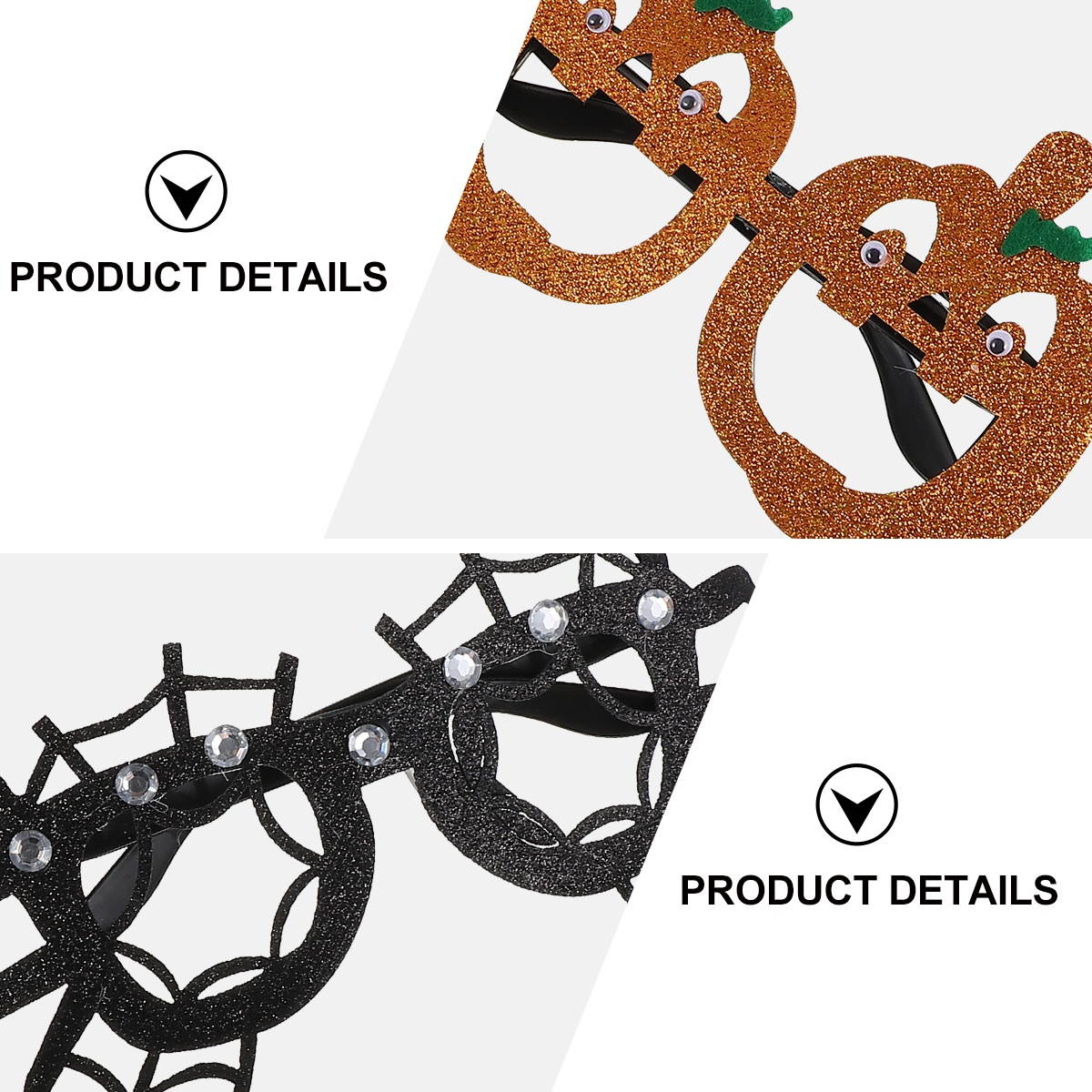 3pcs Halloween Glasses Spider Pumpkin Ghost Glasses for Party (Assorted Color)