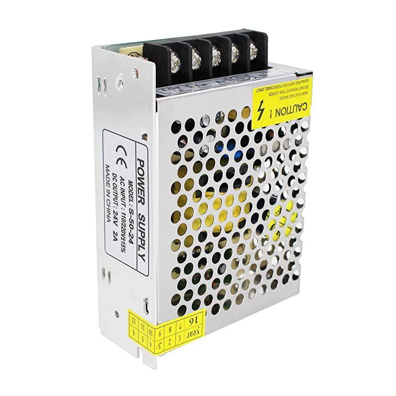 110V/220V AC to DC 24V 2A 48W Switch Power Supply Driver,Power Transformer for CCTV Camera/Security System/LED Strip Light/Radio/Computer Project(24V 2A)