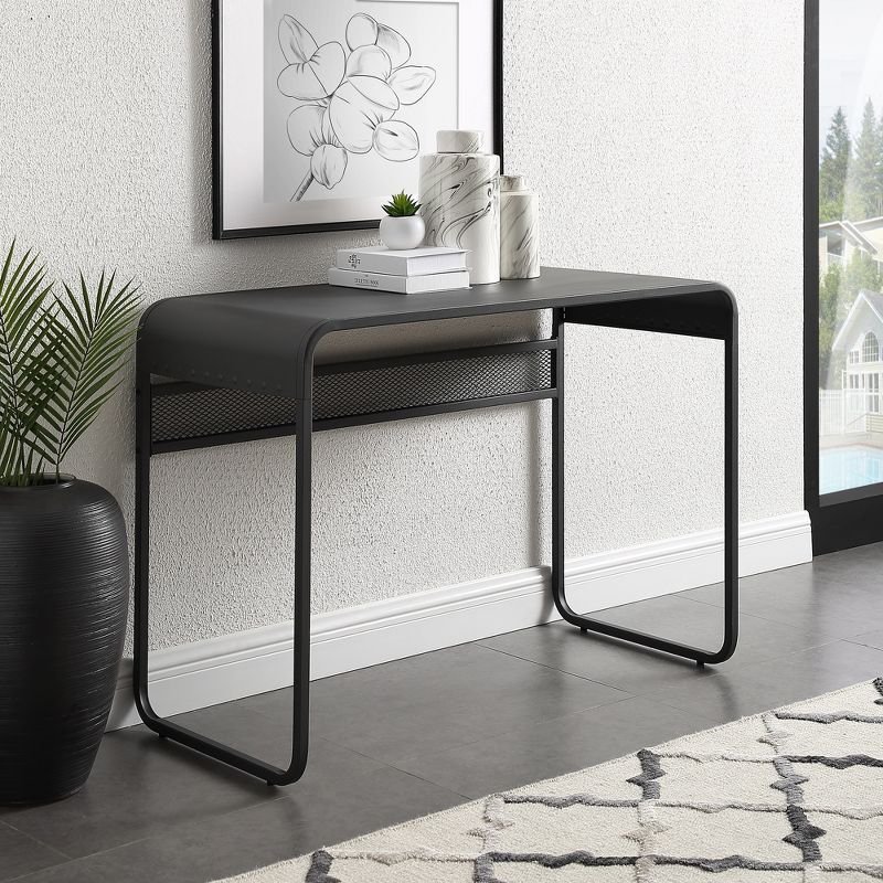 Urban Industrial Metal Curved Top Writing Desk Gray - Saracina Home