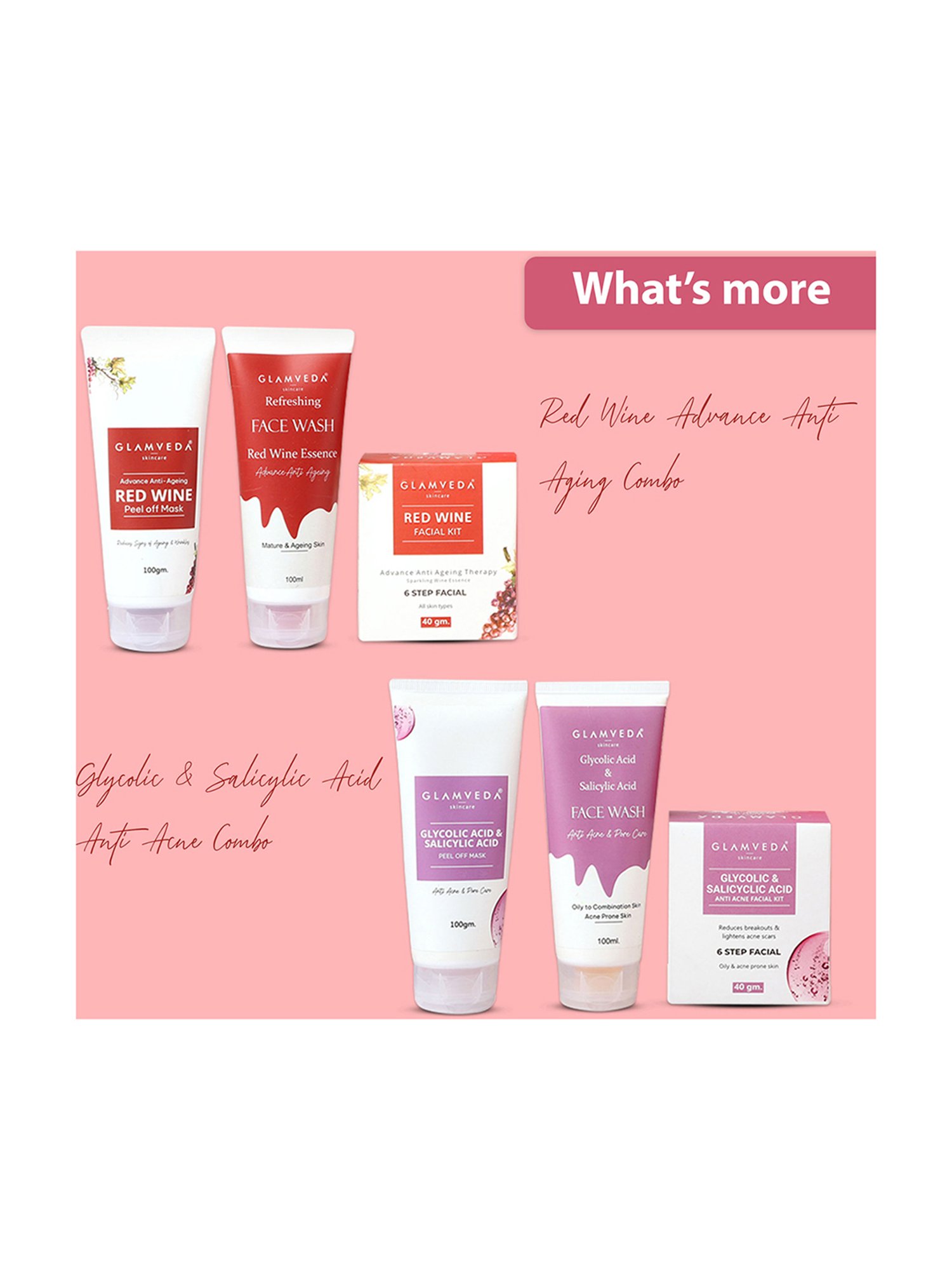 Glamveda Watermelon & Collagen Face Wash, Facial Kit and Peel Off Mask Combo