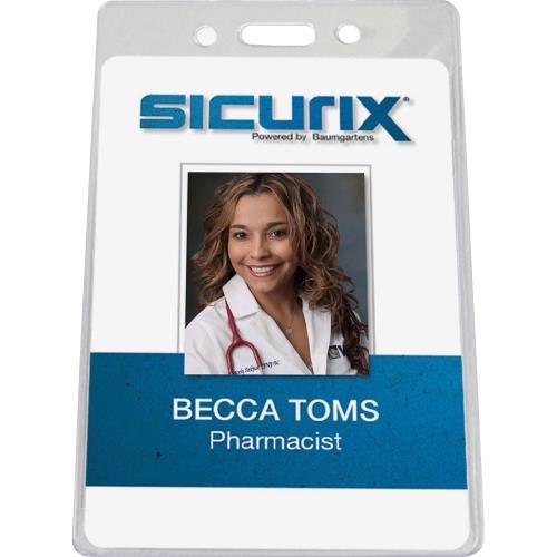 Baumgartens Vinyl Badge Holder Punched Vert 2-3/8"x3-3/8" 12/PK CL 67820