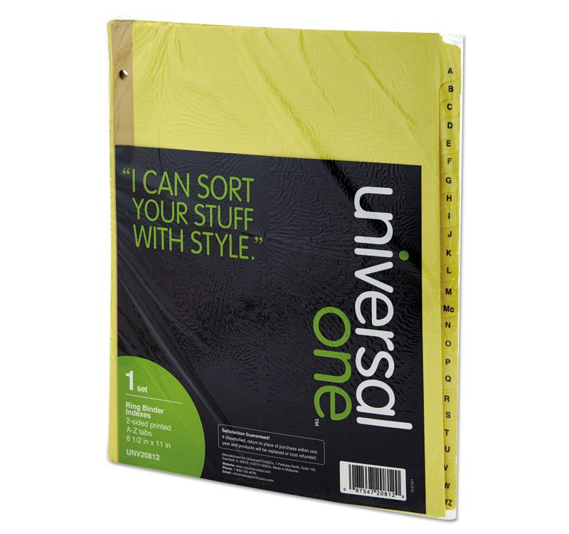 UNIVERSAL Preprinted Plastic-Coated Tab Dividers 25 Alphabet Tabs Letter Buff 25/Set 20812