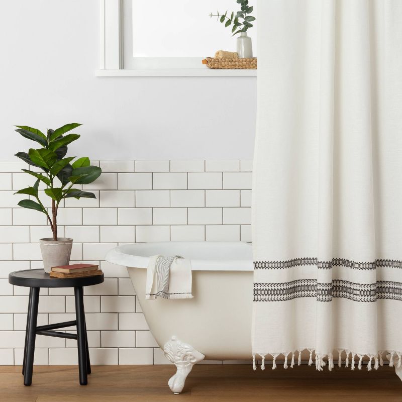 Embroidered Shower Curtain Railroad Gray - Hearth & Hand™ with Magnolia