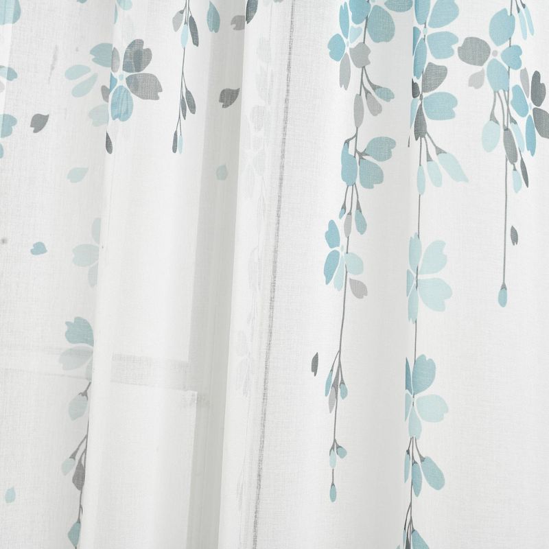 Set of 2 (84"x38") Weeping Flower Sheer Window Curtain Panels Blue/Gray - Lush Décor