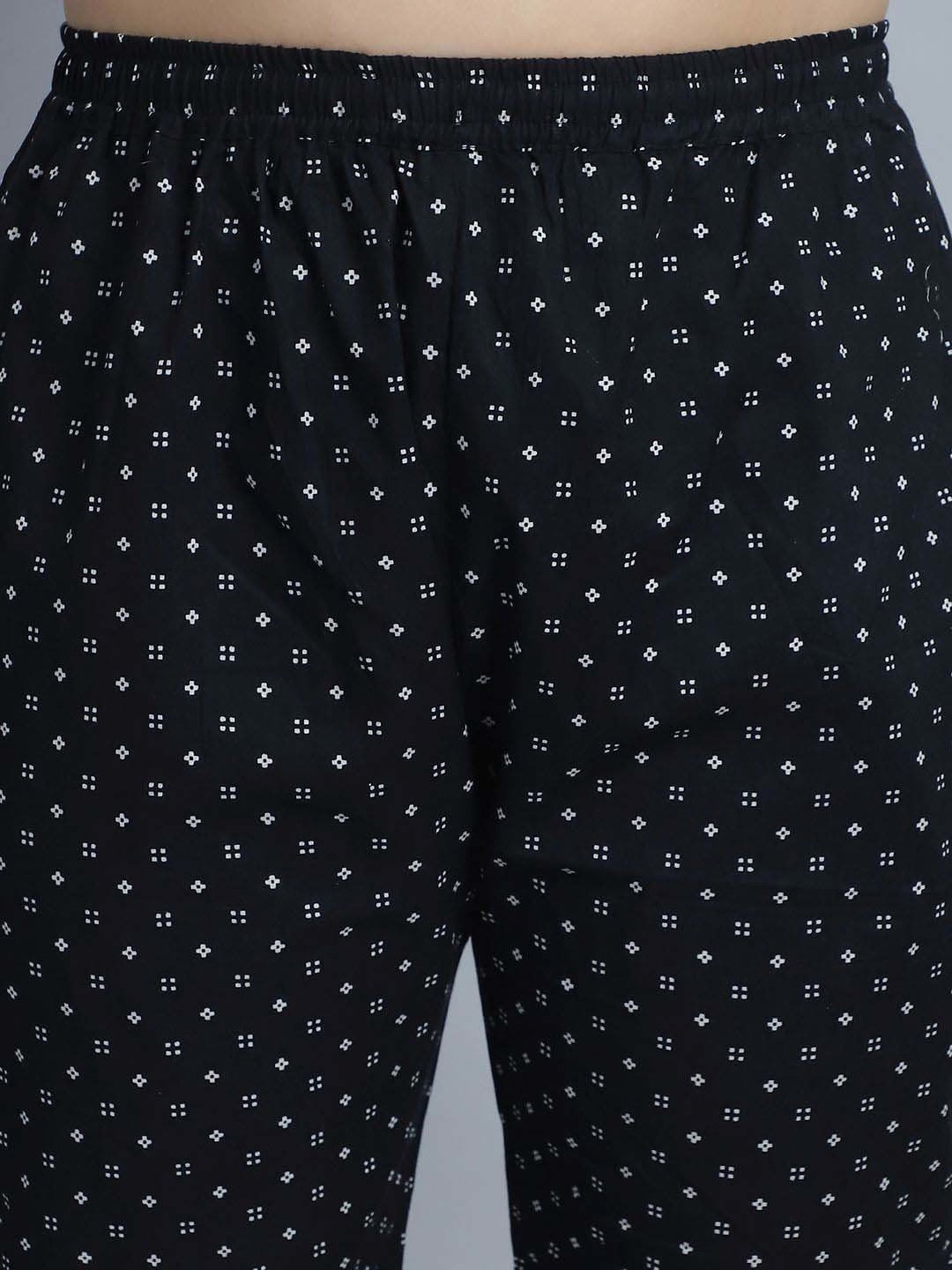 TAG 7 Black Cotton Printed Top Pyjamas Set