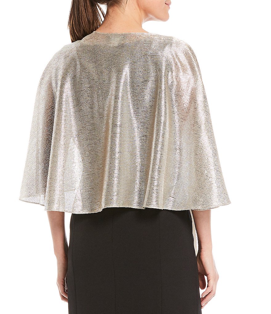 Cejon Metallic Crocheted Fringe Metallic Evening Wrap