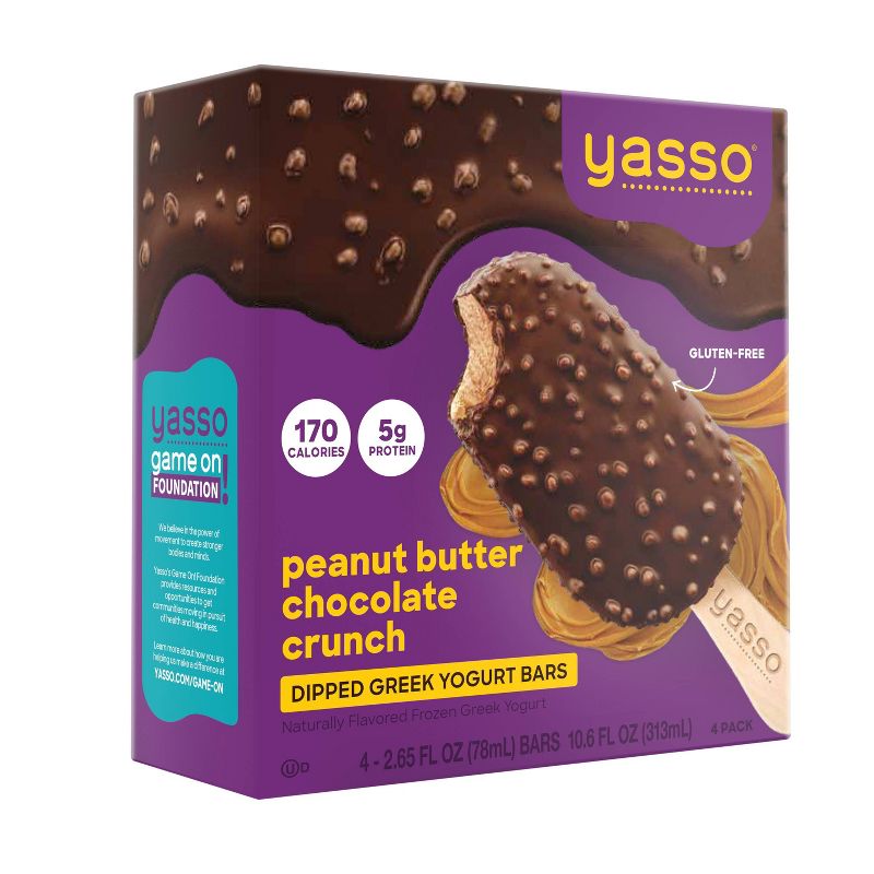 Yasso Frozen Greek Yogurt Indulgent Peanut Butter Dark Chocolate Crunch - 4ct