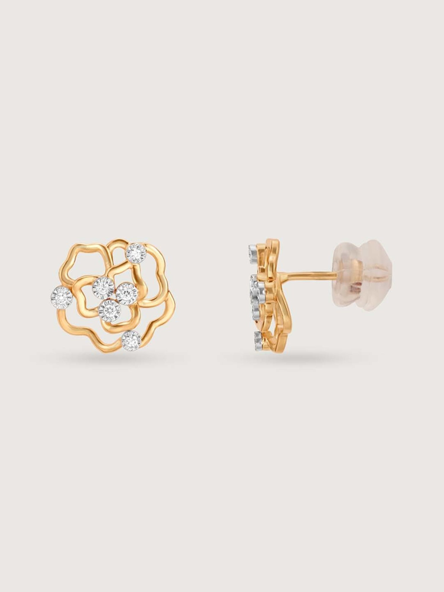 Mia by Tanishq Blooming Radiance 14k Gold & Diamond Stud Earrings for Women