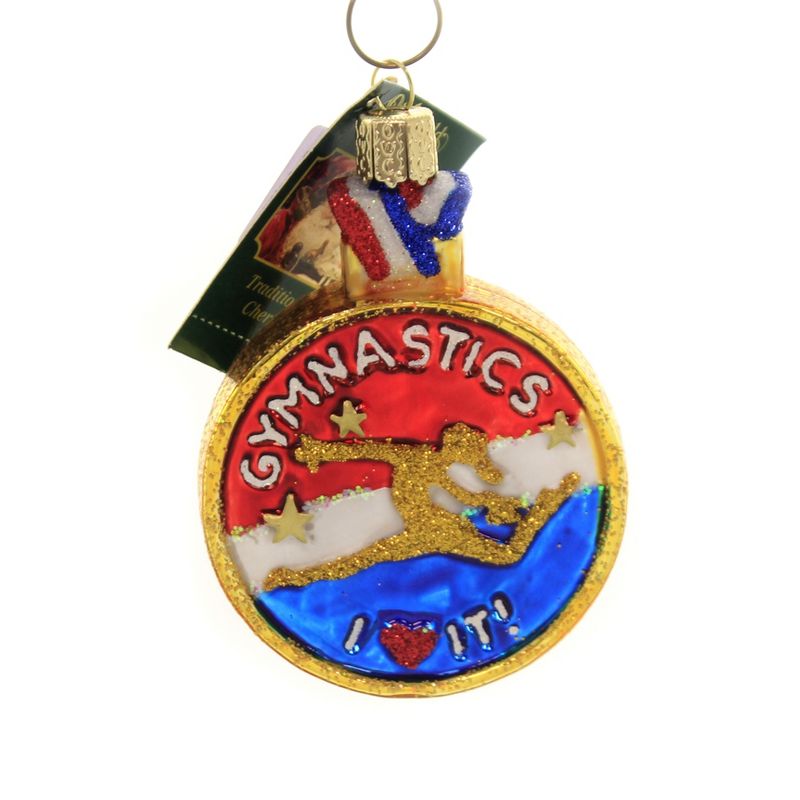 Old World Christmas 3.5" Gymnastics Strength Gold Medal  -  Tree Ornaments