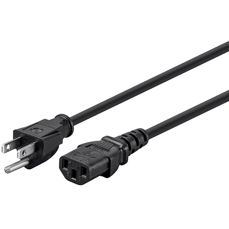 Power Cord - 20 Feet - Black | NEMA 5-15P to IEC 60320 C13, 18AWG, 10A/1250W, 3-Prong