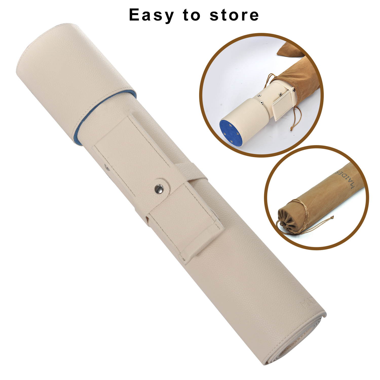 Maidern Desk Pad Blotter,39.4" x 15.7" Large Office Writing Desk Computer Leather Mat Mousepad with Pen Holder and Cell Phone Stand (Off-White)