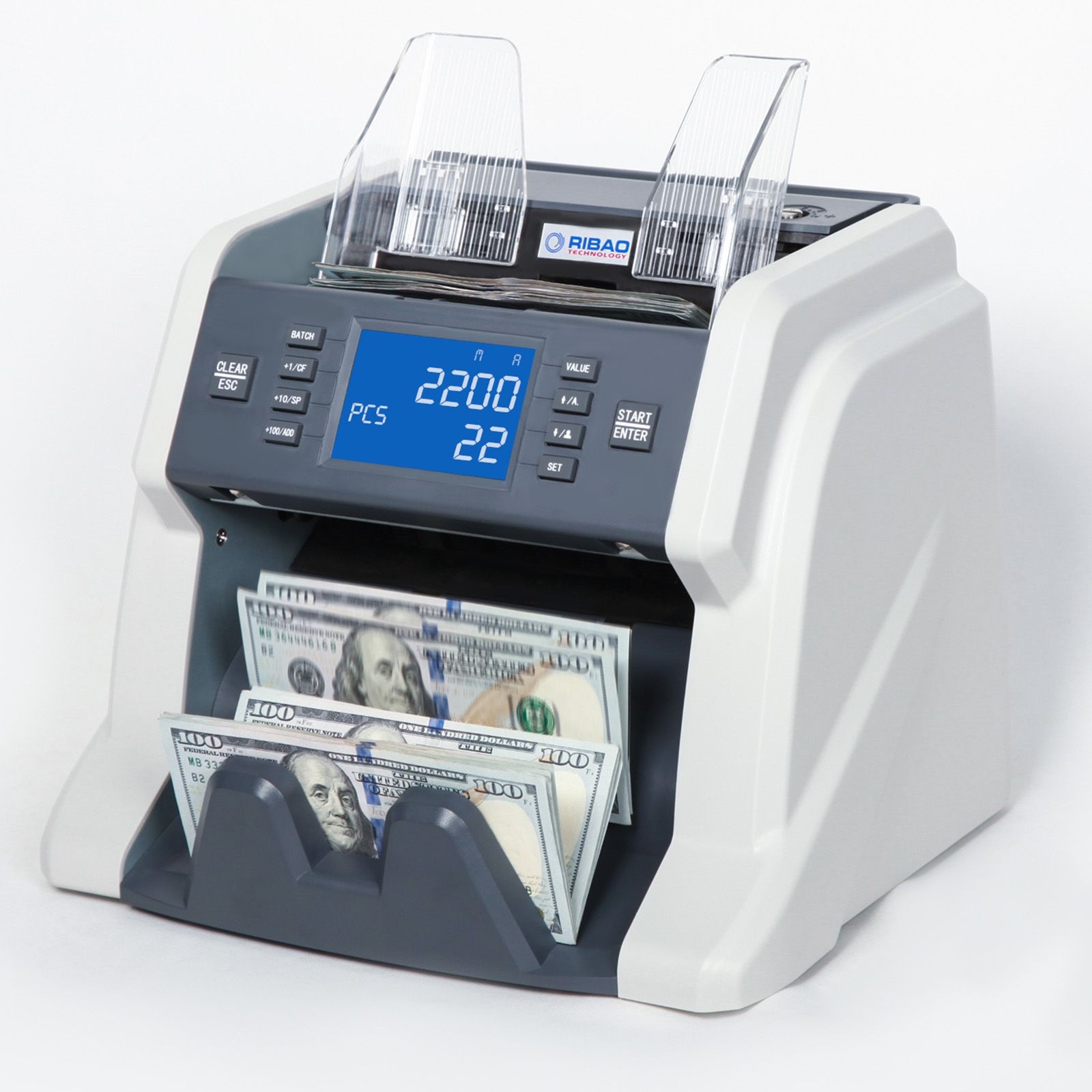 Ribao BC-35 High Speed Portable Bill Counter Money Counting Machine Cash Counter Business Retail UV/MG/IR Counterfeit Detection, Two Year Warranty