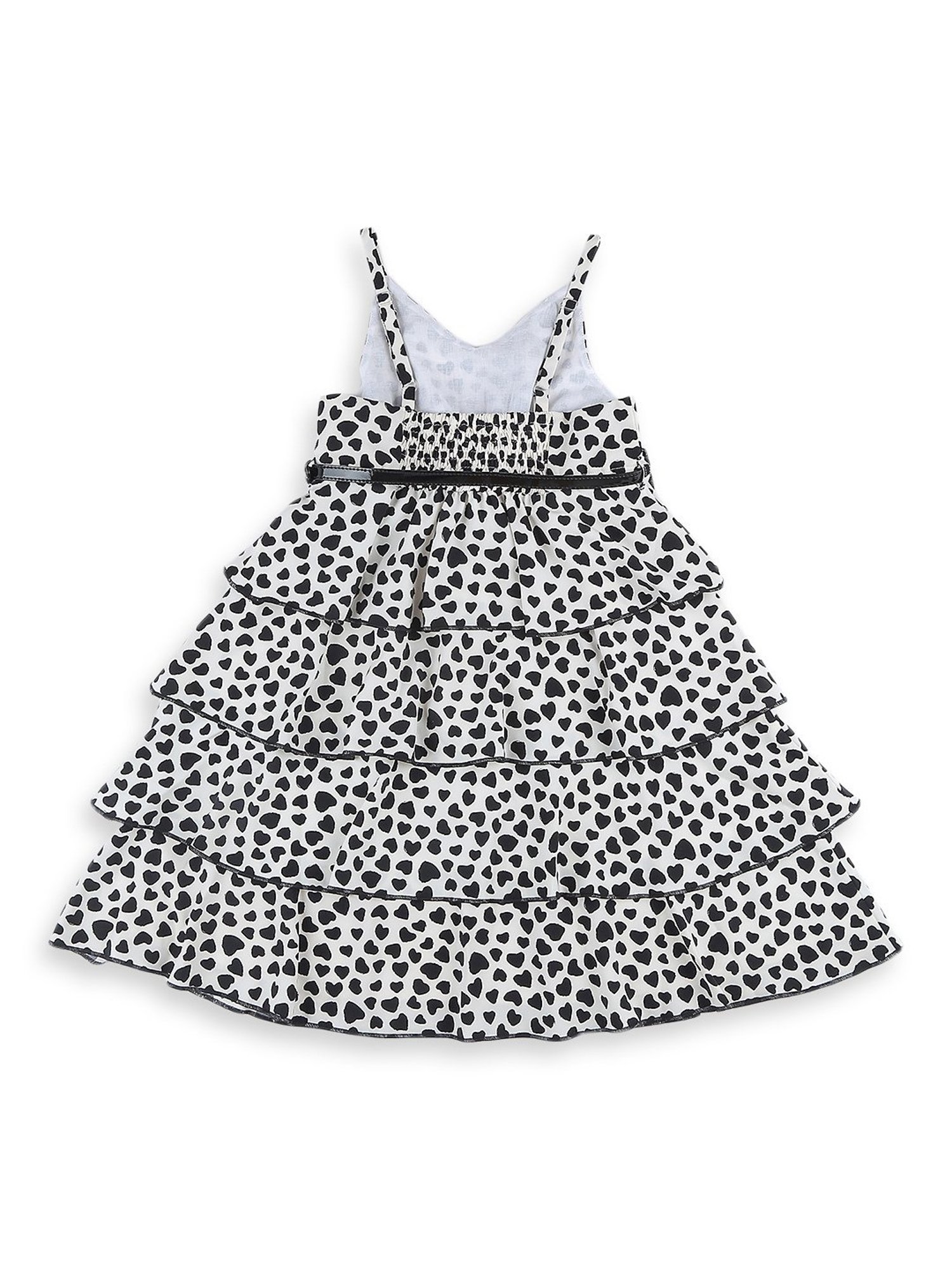 Nauti Nati Kids White & Black Printed Dress with Belt