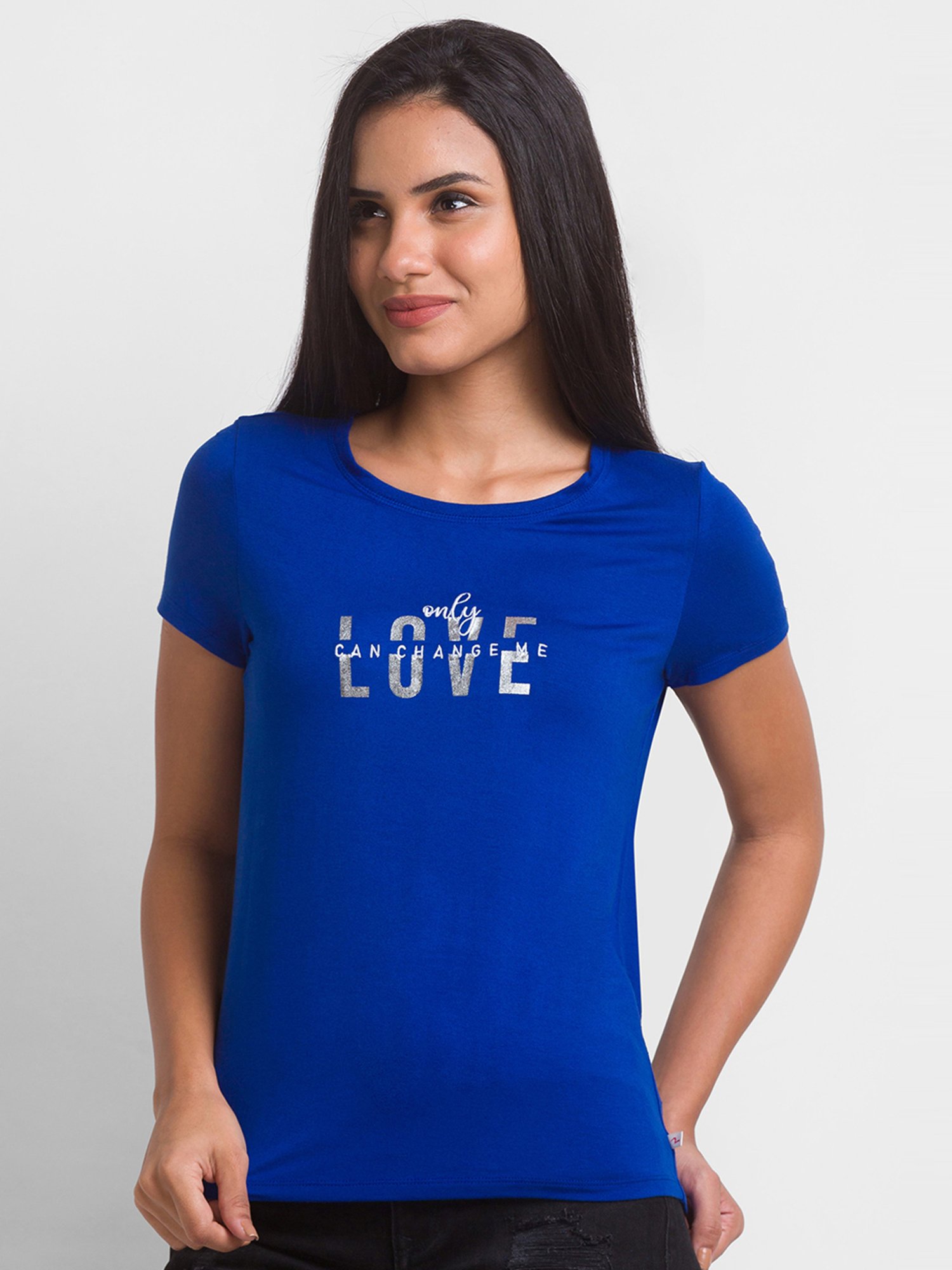 Spykar Blue Printed T-Shirt