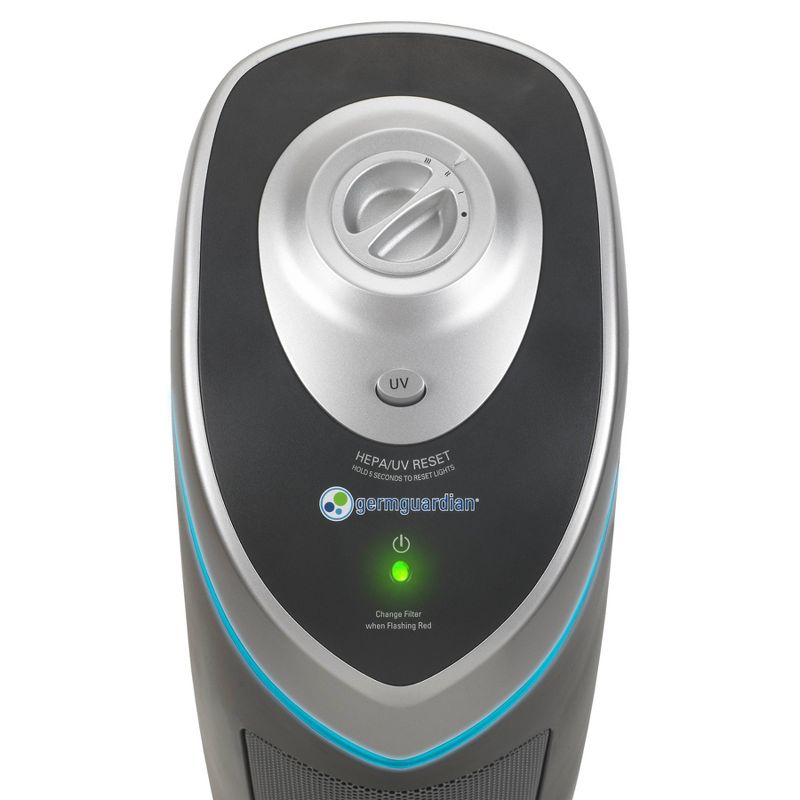 Germ Guardian Air Purifier with True HEPA Filter and UV-C Sanitizer 4-in-1 AC5000E 28" Tower Black