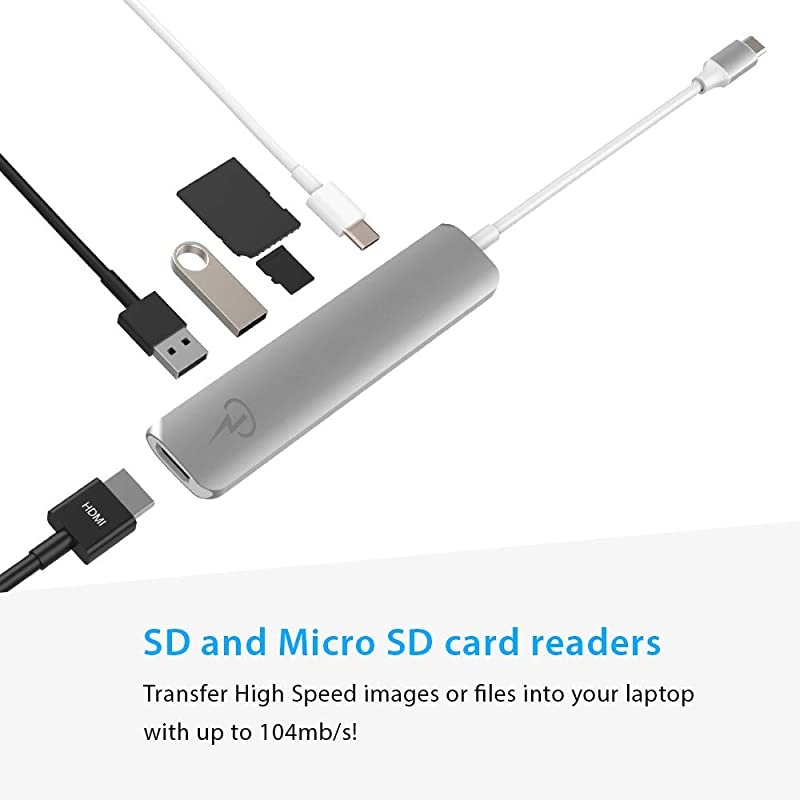 USB C Hub for MacBook Pro 16 15 13 2020 2019 2018 MacBook Air 2020 2019 2018 100W Power HDMI 4K 2 USB 30 microSD SD Card Readers