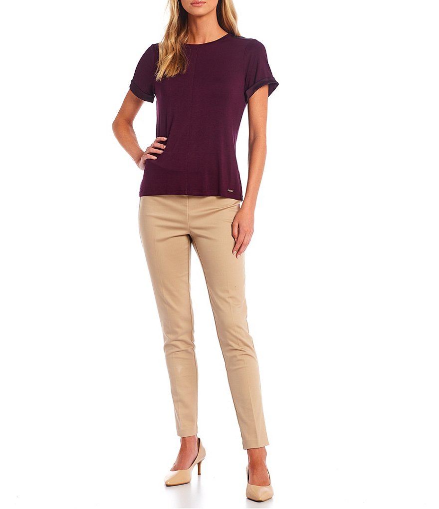 Preston & York Caroline Bow Woven V-Neck 3/4 Sleeve Blouse