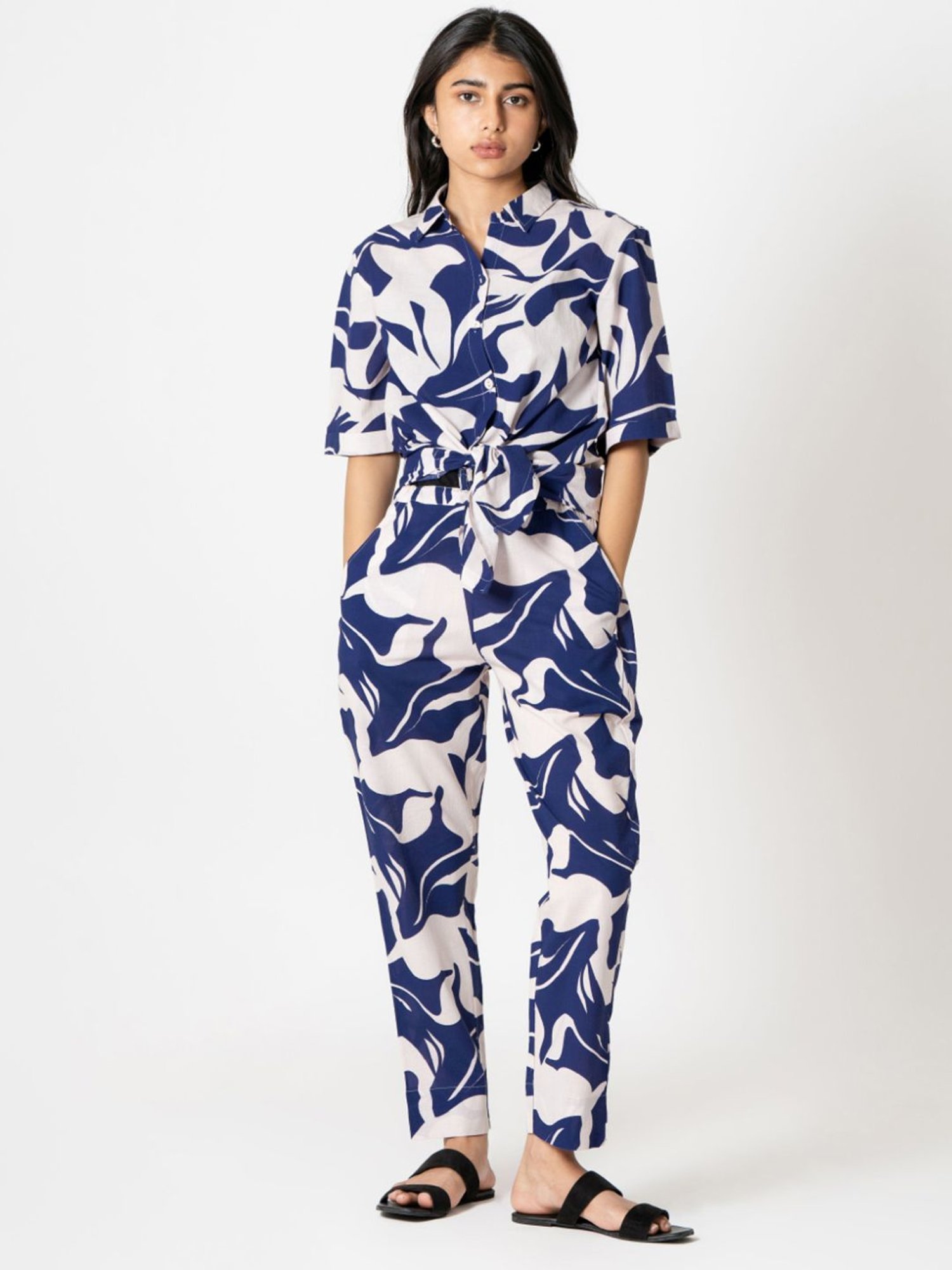 Kameez by Pooja White & Purple Capsule 24 Digital Print Cotton Shirt and Pant Co-ord Set