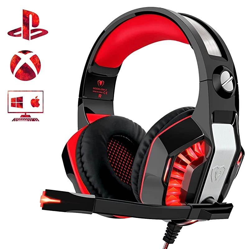 Gaming Headset for PS4 Xbox One PC NoiseIsolation Headphones with Microphone Stereo Surround Sound for Mac Laptop