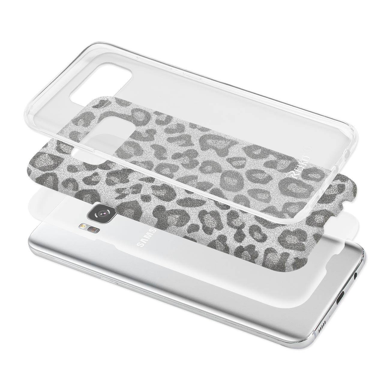 REIKO SAMSUNG GALAXY S8 EDGE/ S8 PLUS SHINE GLITTER SHIMMER LEOPARD HYBRID CASE IN SILVER