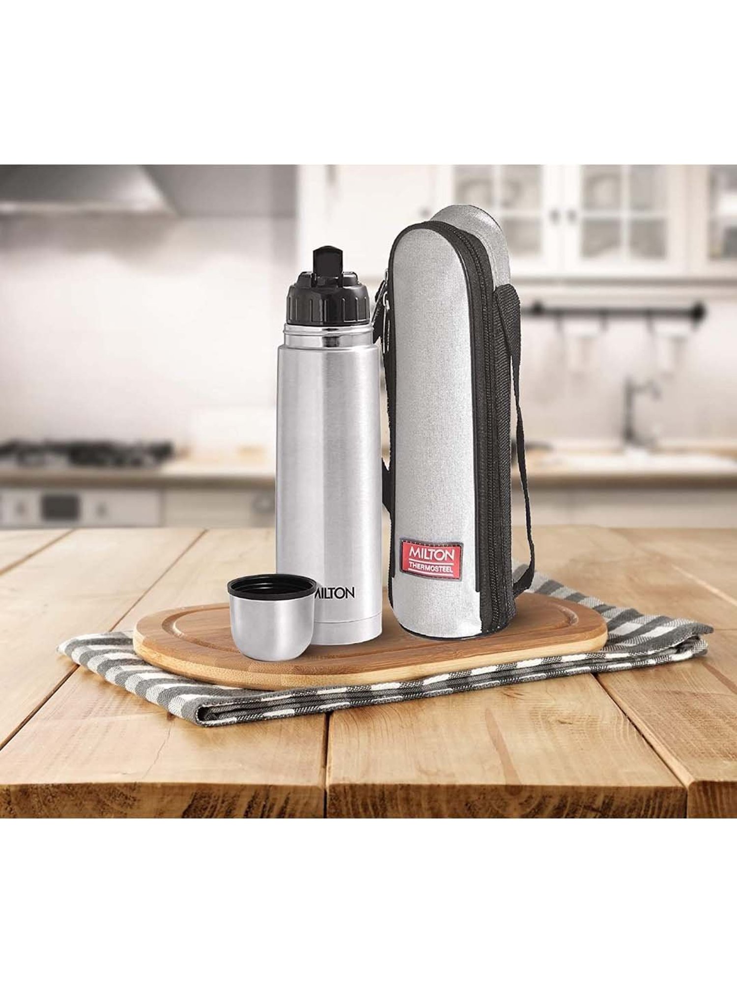 Milton Silver Stainless Steel Thermosteel Bottle (1000 ml) - Set of 1