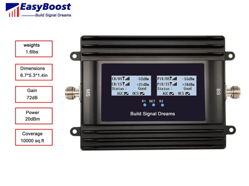 FCC approval 2G 3G 4G Signal Booster Work For AT&T T-Mobile Verizon Sprint With TWO Digital LCD Coverage Up To 12000 Sq ft With All Needed Antennas And Cables