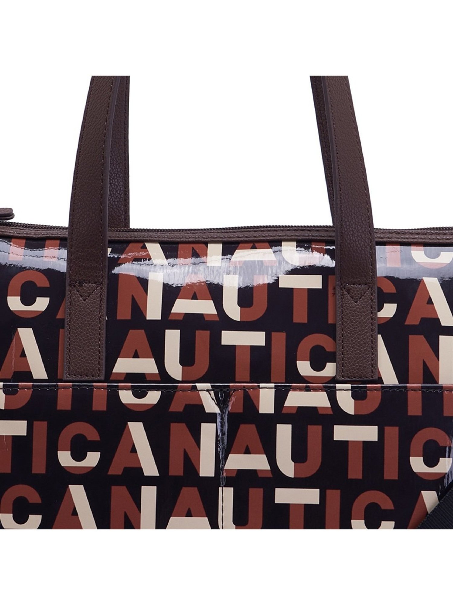 Nautica Brown Printed Medium Tote Handbag