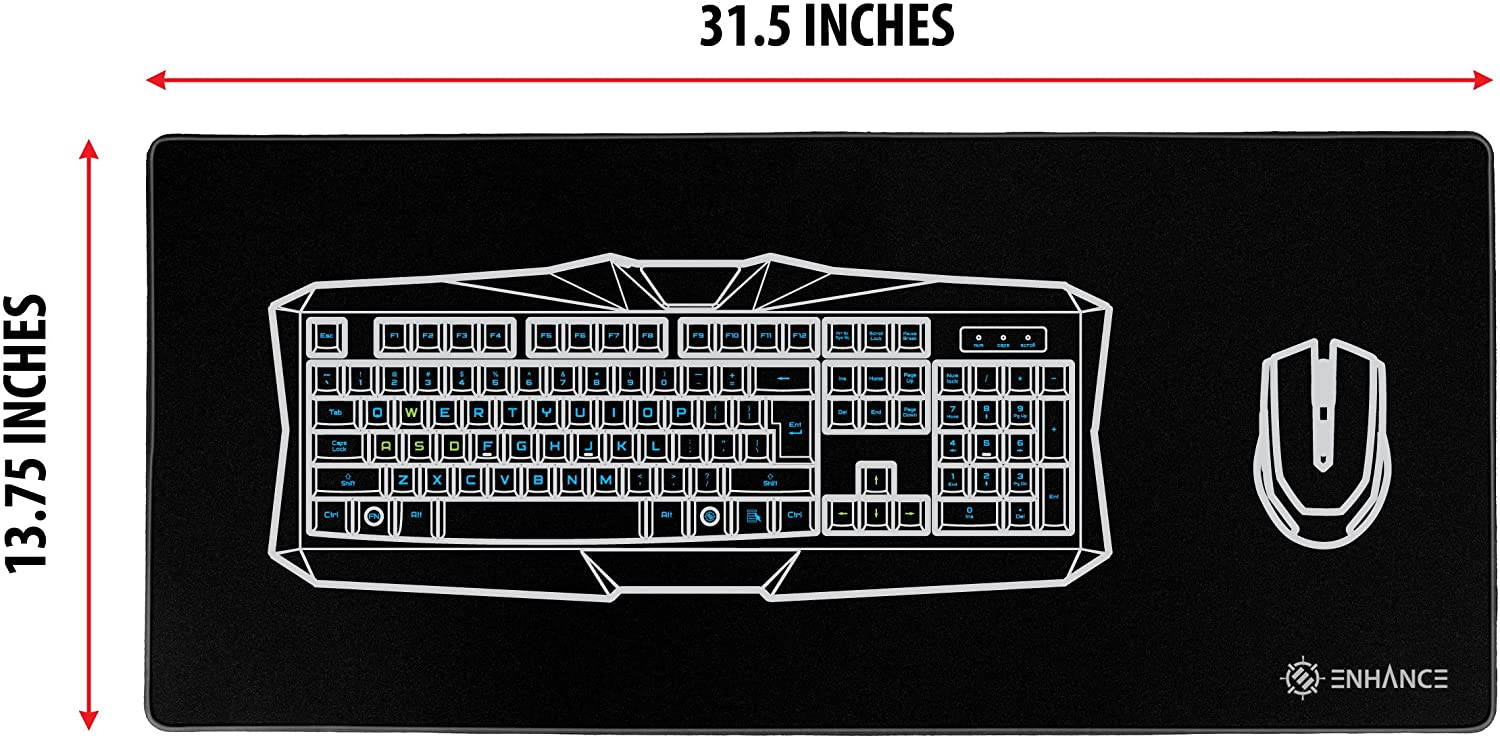 ENHANCE GX-MP2 Extended Gaming Mouse Pad XXL Mouse Mat (31.50" x 13.75") for Professional eSports with Low-Friction Tracking Surface and Non-Slip Backing