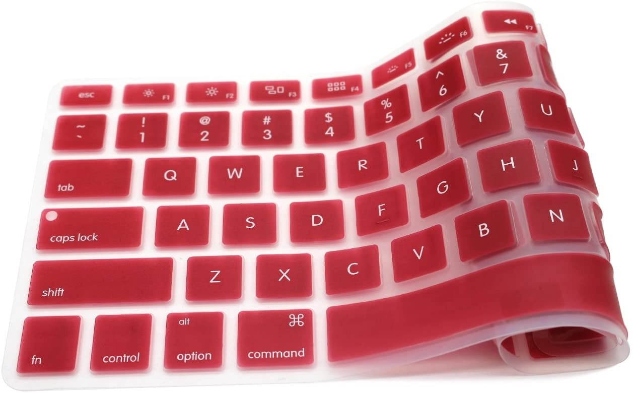 HRH Silicone Keyboard Cover Skin for MacBook Air 13,MacBook Pro 13/15/17 (with or w/Out Retina Display, 2015 or Older Version)&Older iMac USA Layout,Red Wine