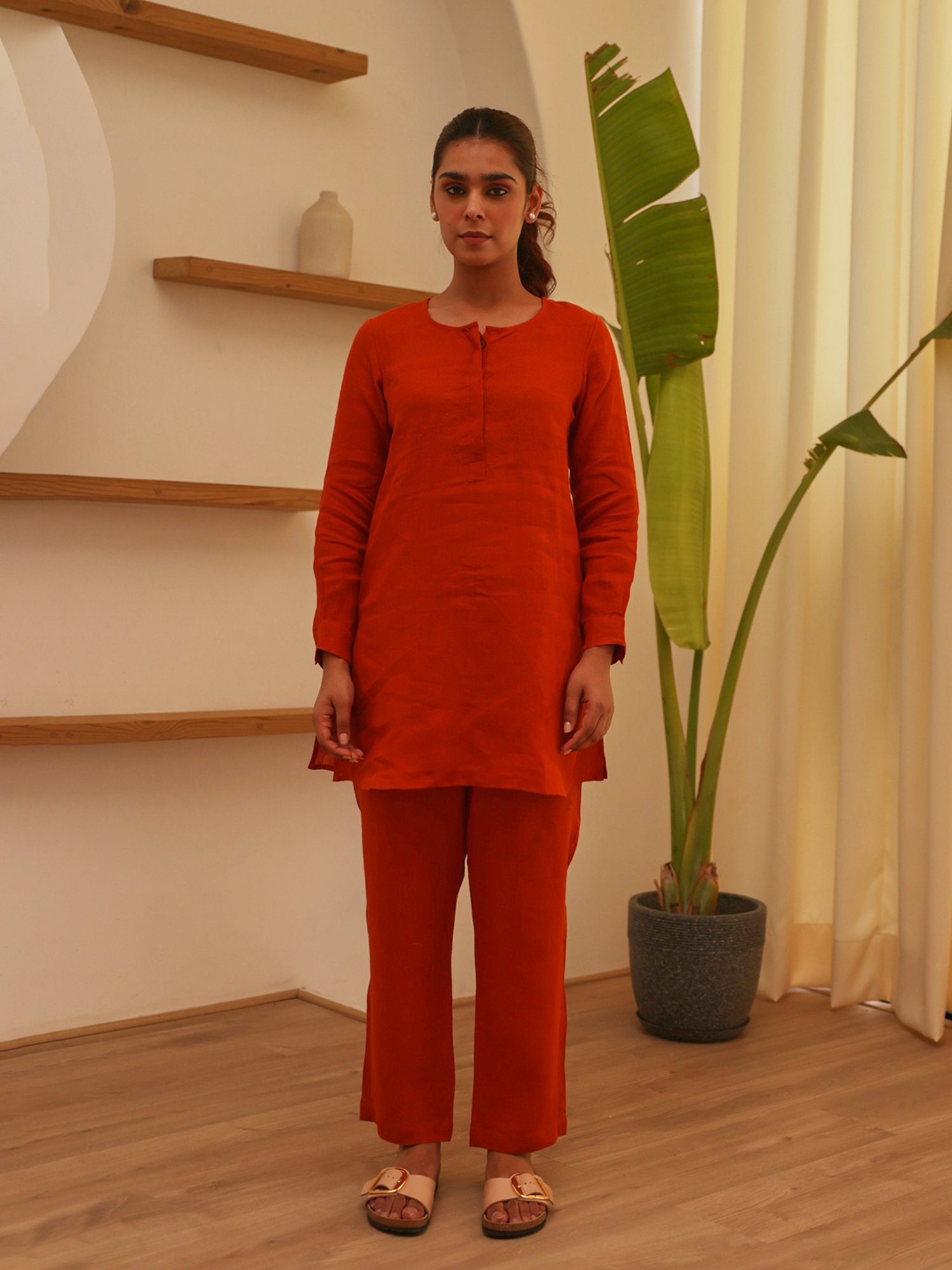 Ekohum Rust Kurta With Pants