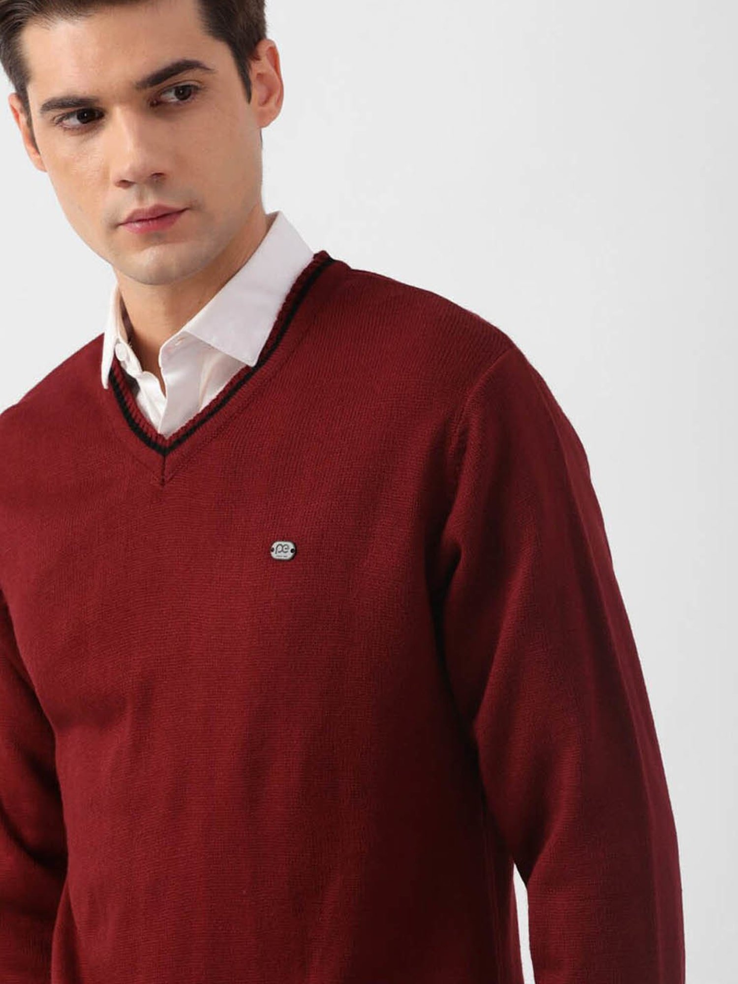 Peter England Casuals Maroon Regular Fit Sweater