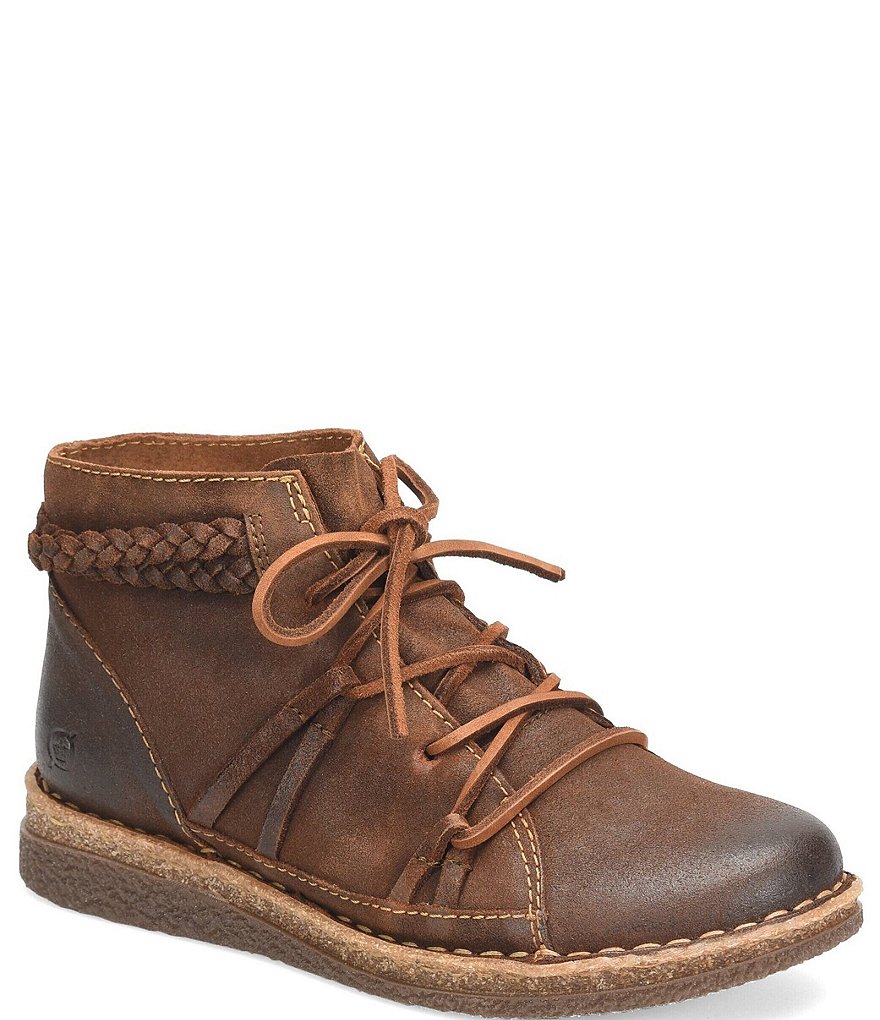 Born Temple II Distressed Leather Lace-Up Booties