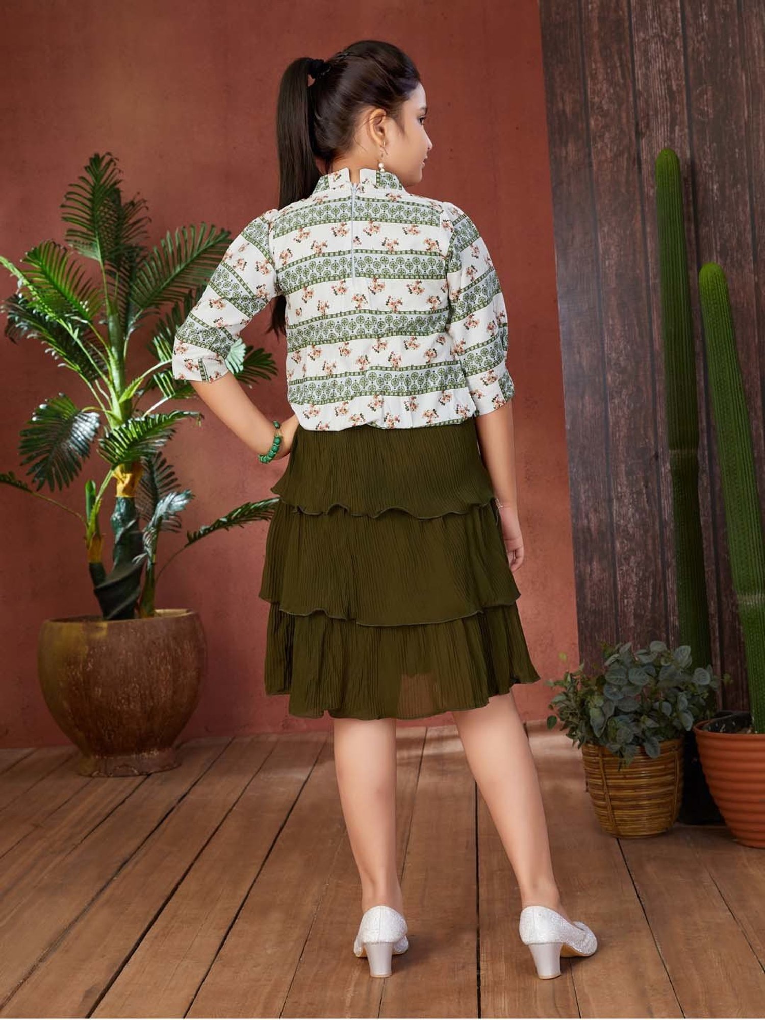 Peppermint Kids Purple & White Floral Print Top with Culottes