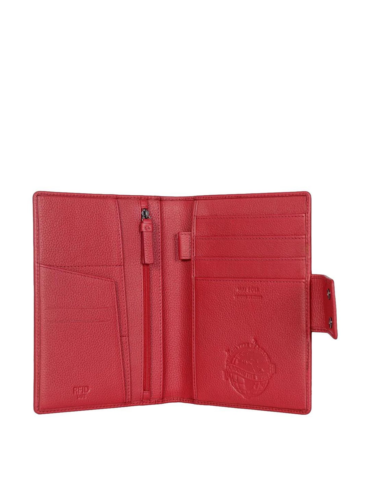 Mai Soli Safari Red Formal Leather Passport Wallet for Unisex