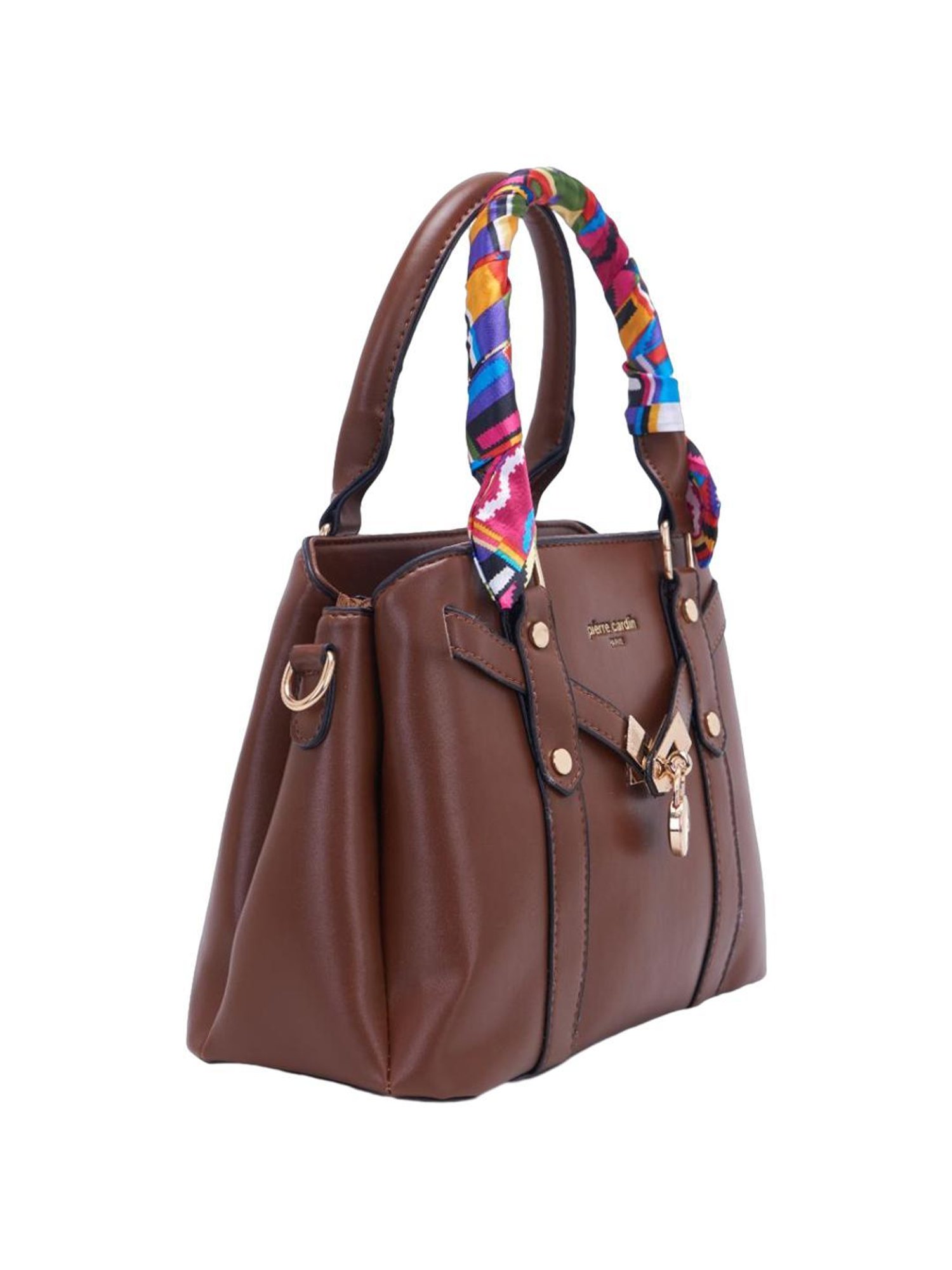 Pierre Cardin Brown Solid Satchel Handbag