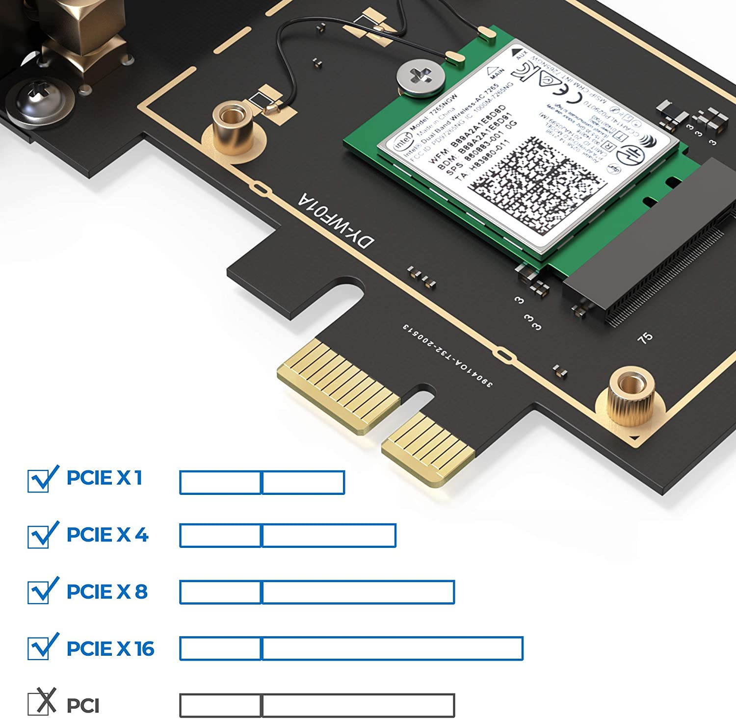 AX200 WiFi 6 PCIe WLAN card for PC, 2974 Mbps 802.11AX Dual Band PCI-Express Wireless Adapter Network Card with Bluetooth 5.1, MU-MIMO, OFDMA, suitable for Windows 10 (64 bit)