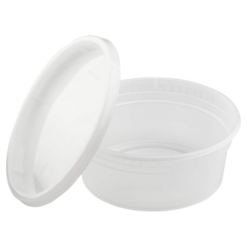 Lollicup Karat 8 Ounce Recyclable Polypropylene Microwave, Dishwasher, and Freezer Safe Deli Containers with Lids for Hot or Cold Foods (Pack of 480)