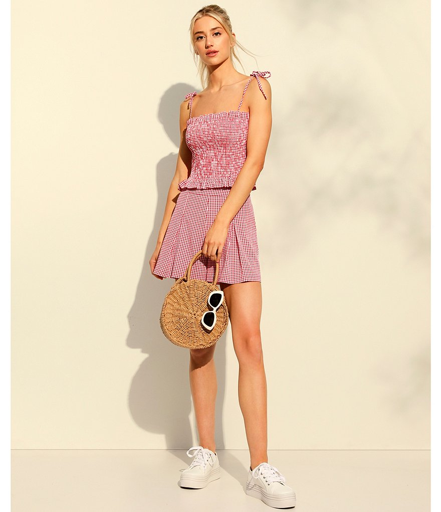 1. STATE Gingham Pleated Coordinating Shorts